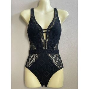Black crochet sample one piece‎ no tags no care labels or brand label size XS